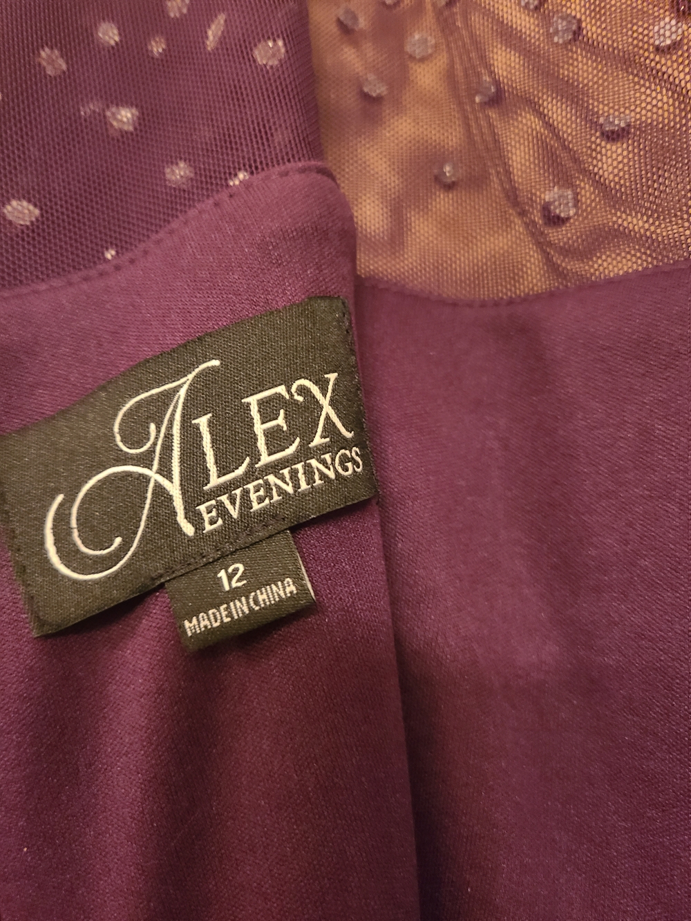Alex Evenings Plum Beaded Illusion-Sleeve Cocktail Dress - Picture 2 of 11
